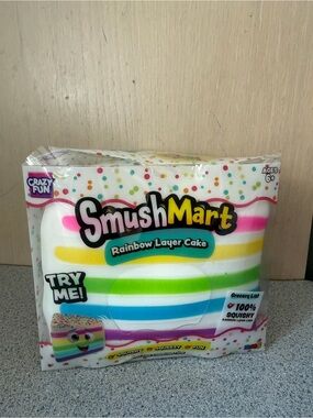 New Jumbo RMS SmushMart Crazy Fun Rainbow Layer Cake Squishy Squeeze Viral Toy